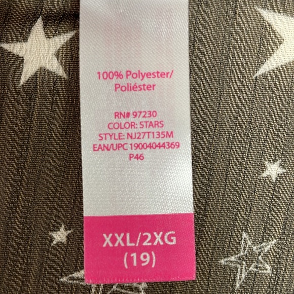 No Boundaries Black Sheer Top w/Stars, Cap Sleeves & Hi-Lo Hem- Size XXL (19) Jr - Picture 14 of 15